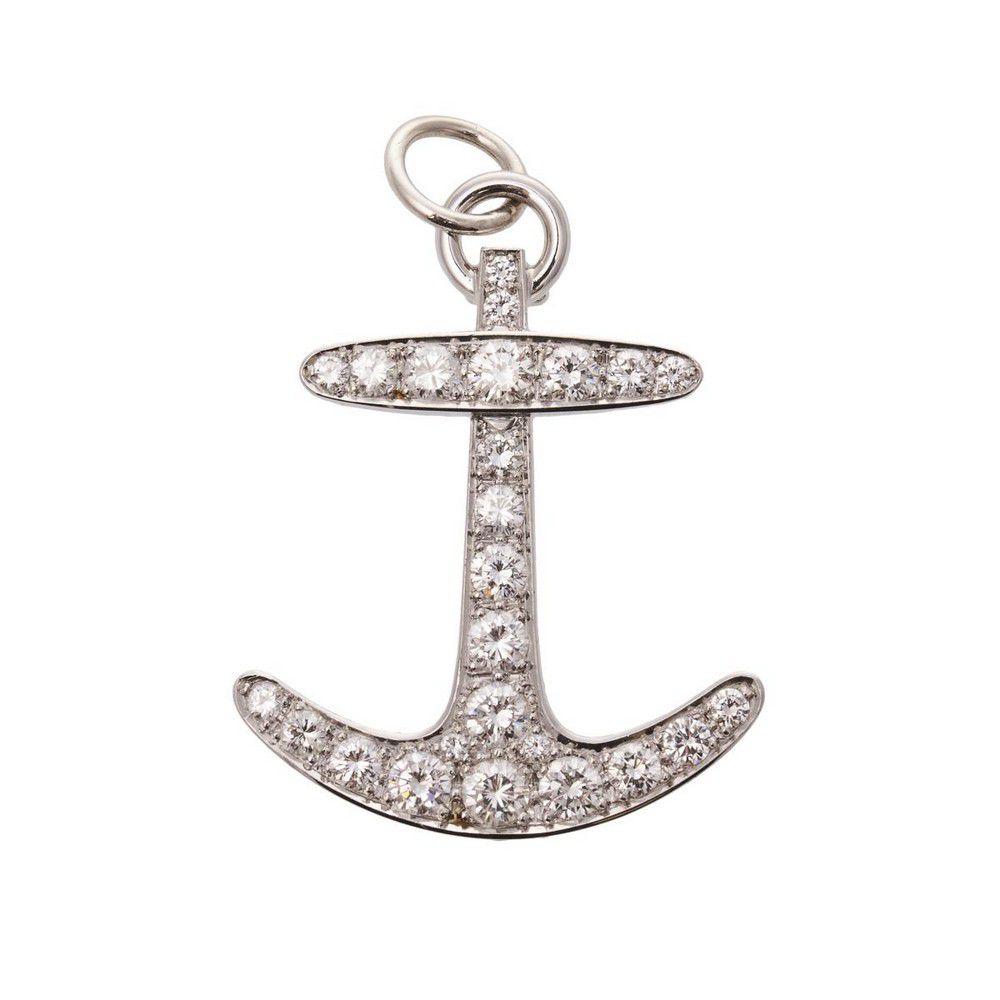 3.50 Carat Diamond Anchor Pendant/Brooch in 18ct White Gold - Brooches ...