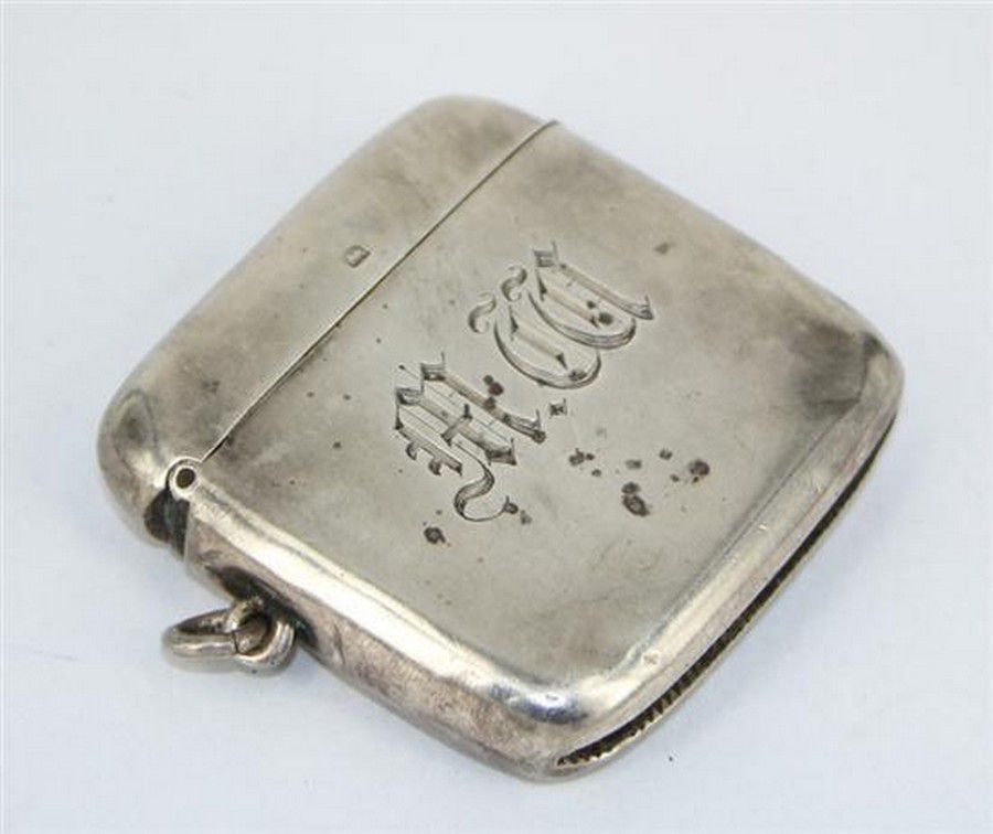 A silver match case, monogrammed on plain design, James Dixon ...