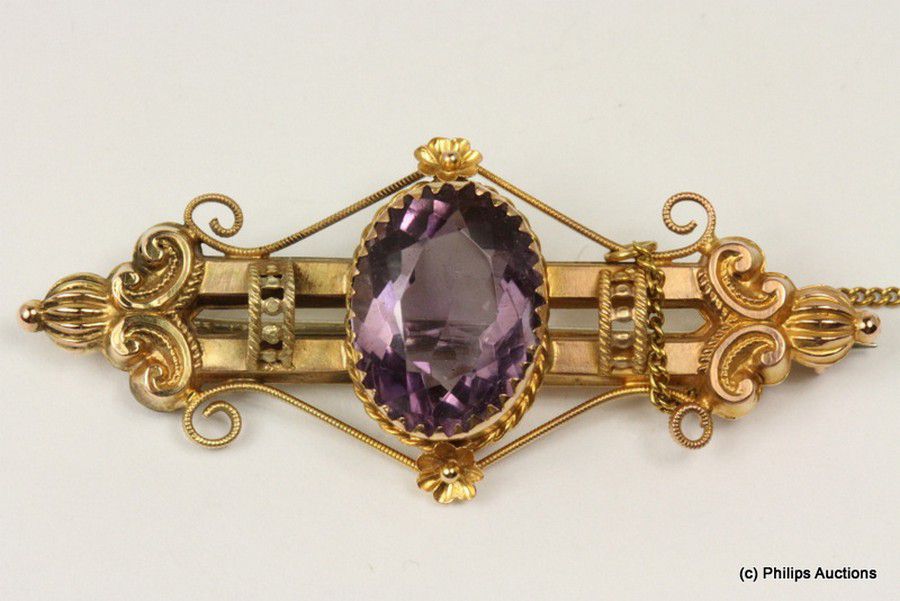 Victorian Amethyst Bar Brooch - Brooches - Jewellery