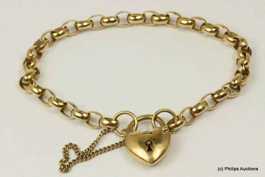9ct Gold Belcher Link Padlock Bracelet - Bracelets/Bangles - Jewellery