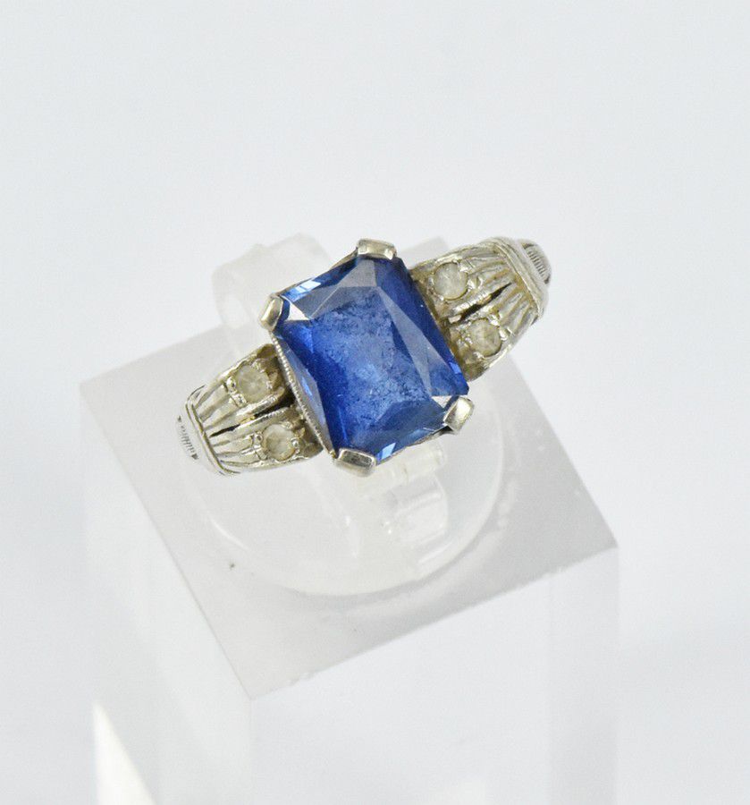 Blue Sapphire Ring With Synthetic Stone And 9ct Band Rings Jewellery