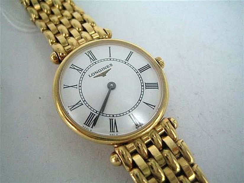 18ct Gold Longines Agassiz Bracelet Watch with Roman Dial - Watches ...