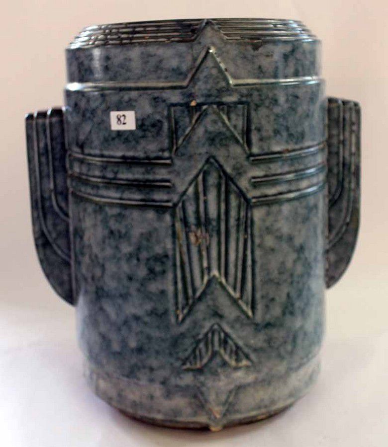 Green Glazed Art Deco Sydney Pottery Floor Vase Australian Themes