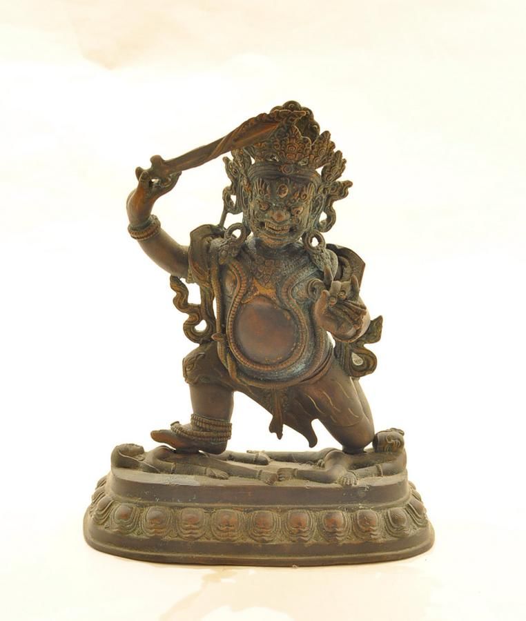 Tibeto-Nepalese Bronze Protective Deity Figure, Early 20th Century ...