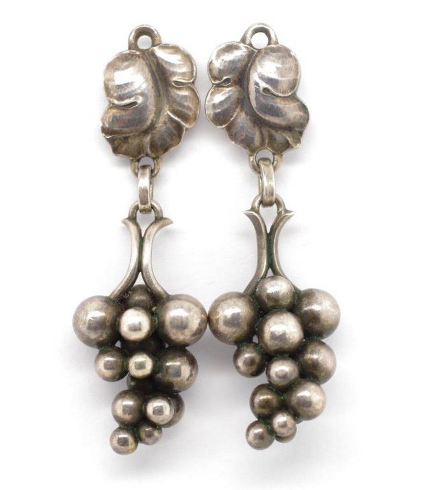 Georg Jensen Silver Grape Earrings, Post-1945, #40 - Earrings - Jewellery