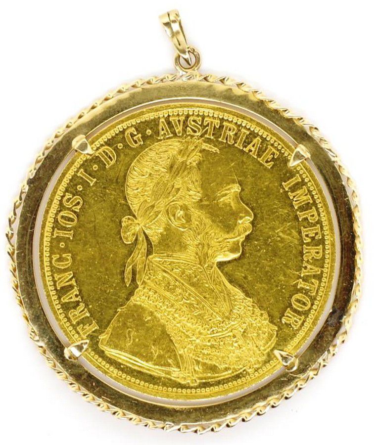 1915 Franz Joseph 4 Ducat Gold Coin Pendant - Pendants/Lockets - Jewellery