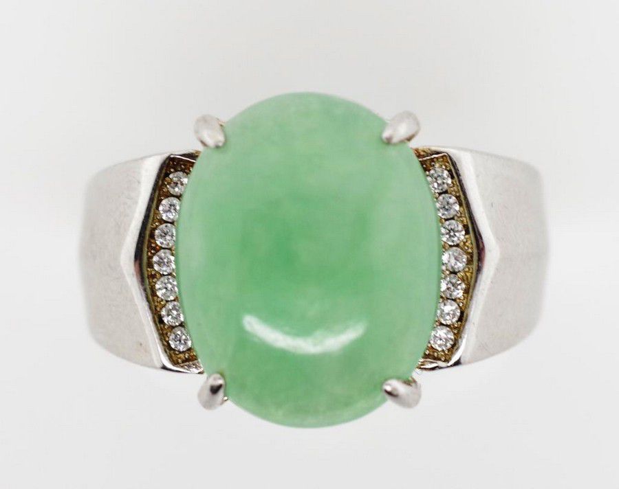 Natural jade and silver ring, marked 925 silver ring, approx… - Rings ...