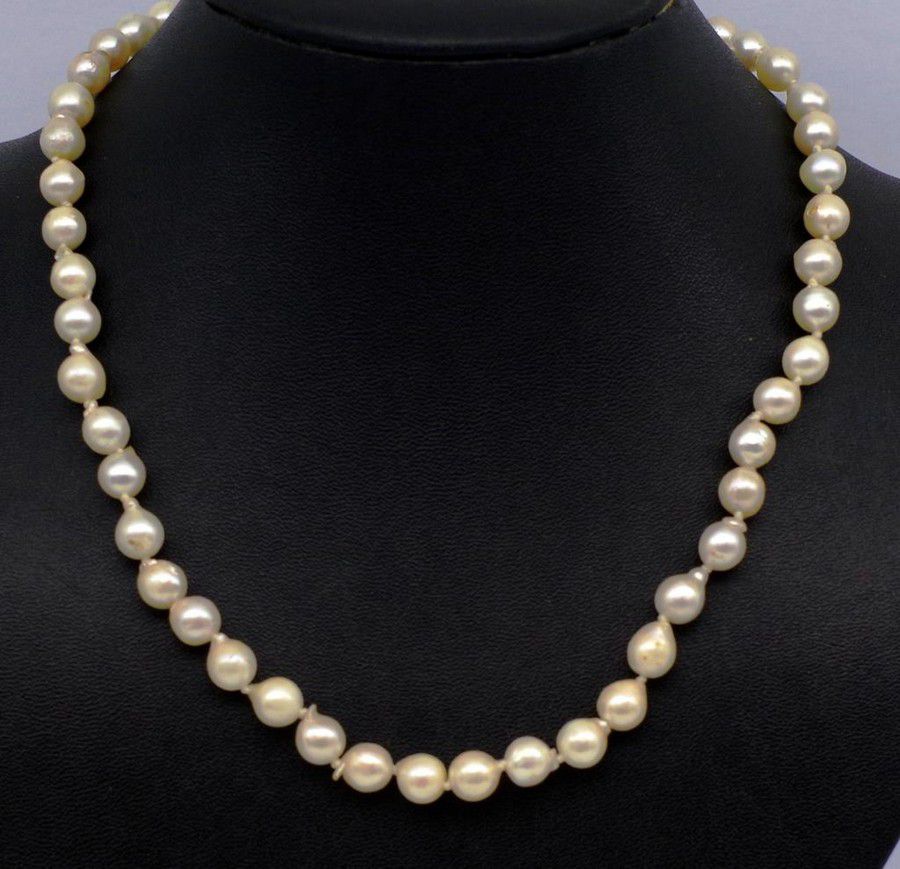 14ct Gold Clasp Pearl Necklace - 42cm Princess Length - Necklace/Chain ...