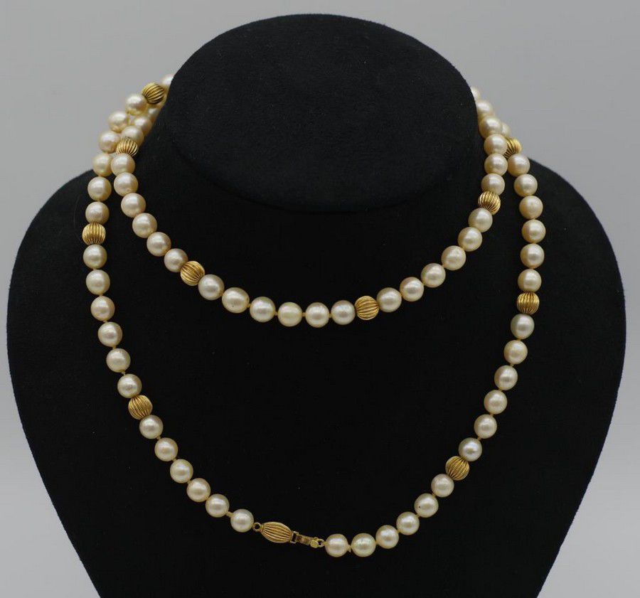 14ct Gold & Pearl Matinee Necklace - Necklace/Chain - Jewellery