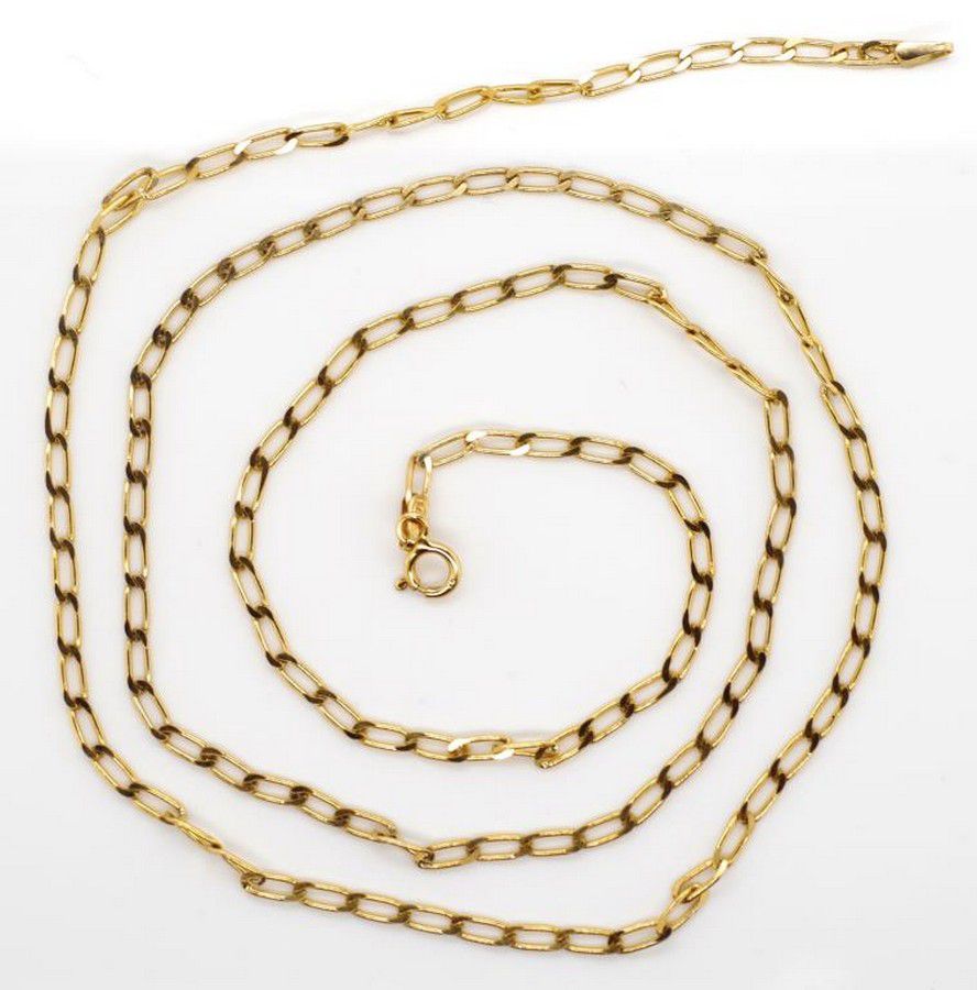 9ct Gold Italy Flat Curb Chain Necklace - 60cm Length - Necklace/Chain ...