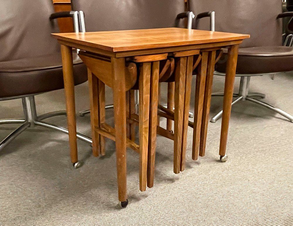 Mid Century Nesting Tables with Drop Sides Zother Furniture Post 1950