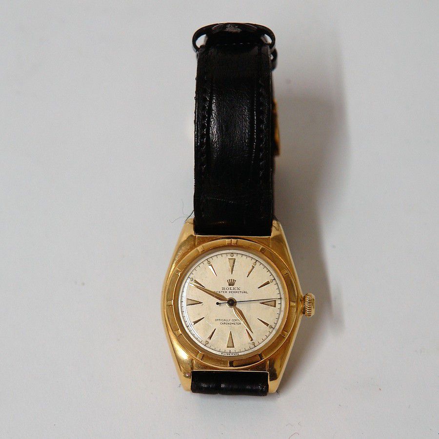 1940s 18ct. Yellow Gold Rolex Chronometer Wristwatch with Leather Strap ...