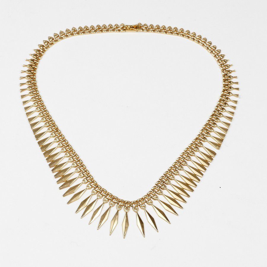 Egyptian Revival 18ct Gold Necklace with Articulated Links - Necklace ...