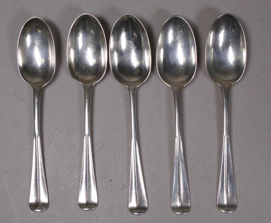 Edwardian Sterling Silver Dessert Spoons by Wellby (Set of 5 ...
