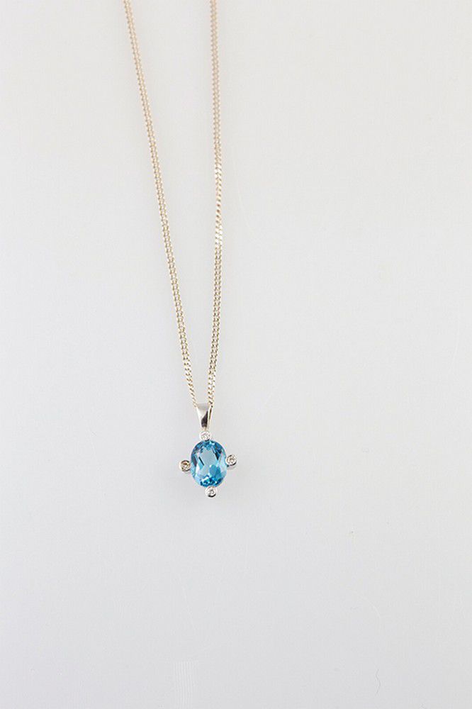 5 Stone Topaz & Diamond Pendant on 18ct Chain - Pendants/Lockets ...