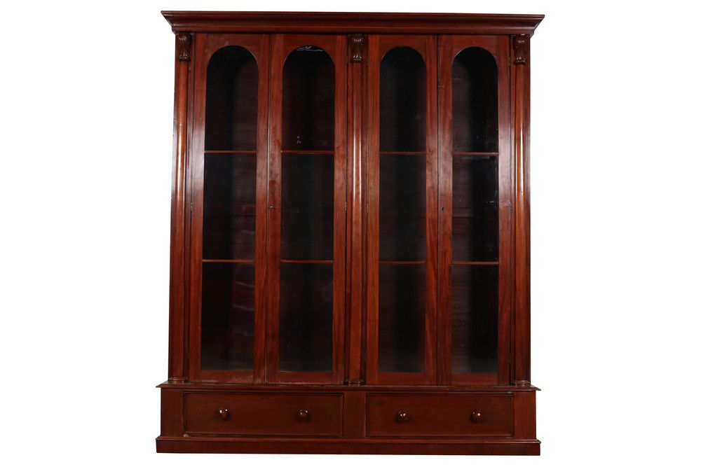 substantial bookcase late victorian, four arched doors
