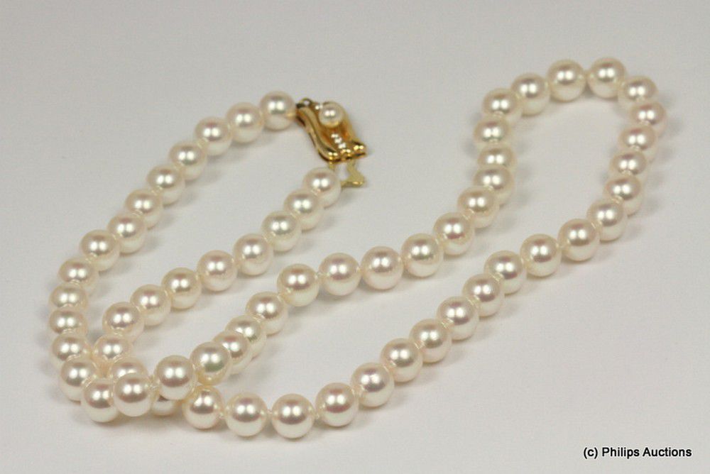 Mikimoto Cultured Pearl Strand with Diamond Clasp - Necklace/Chain ...
