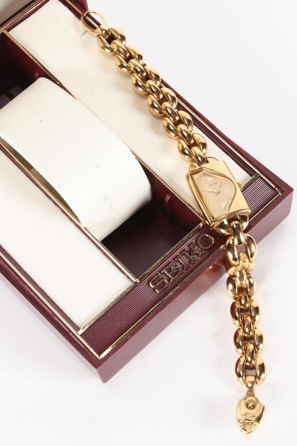 Seiko Ladies' Rectangular Watch with Link Bracelet & Box Watches