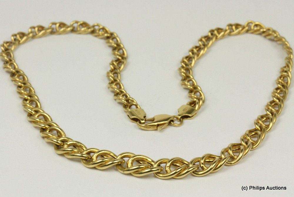 18ct Yellow Gold Knot Link Chain with Oversized Clasp - Necklace/Chain ...