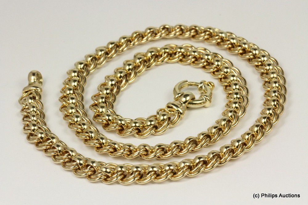 9ct Gold Double Curb Chain with Rolled Beads - Necklace/Chain - Jewellery
