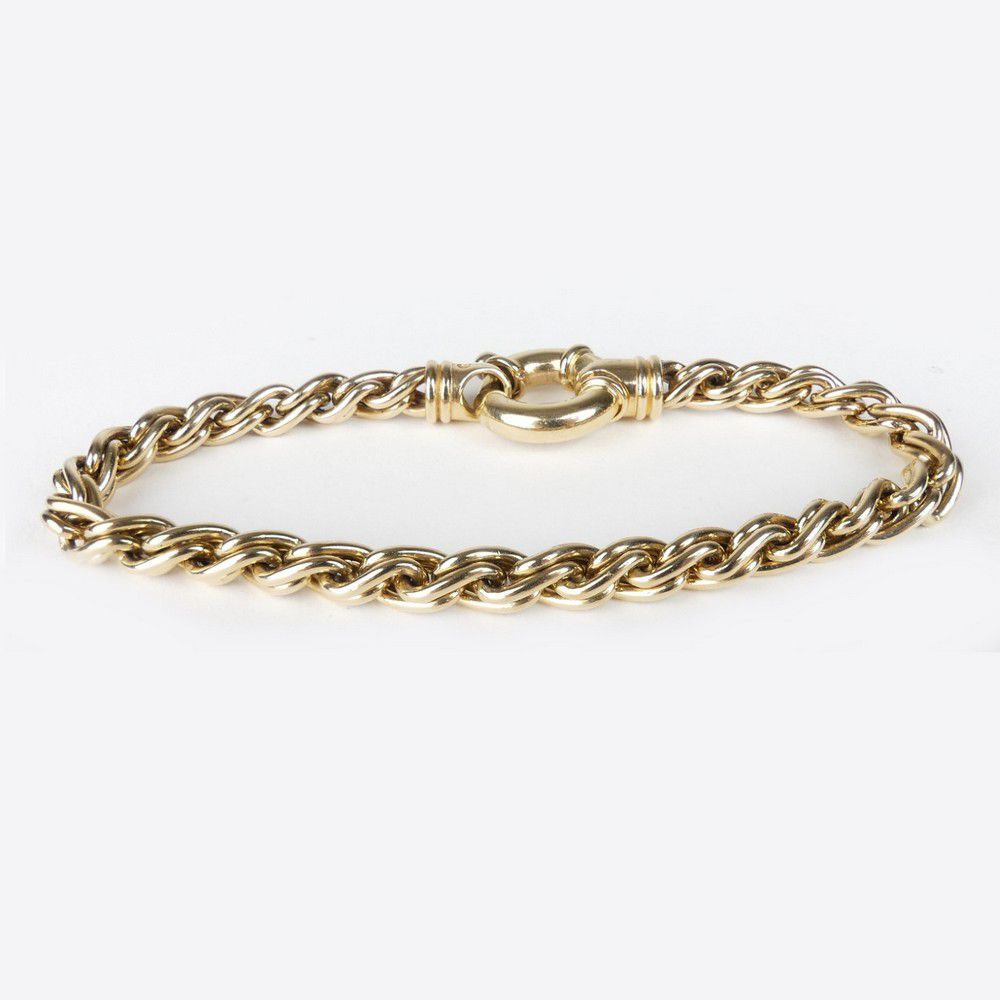 9ct Gold Double Curb Chain Bracelet with Large Clasp - Bracelets ...