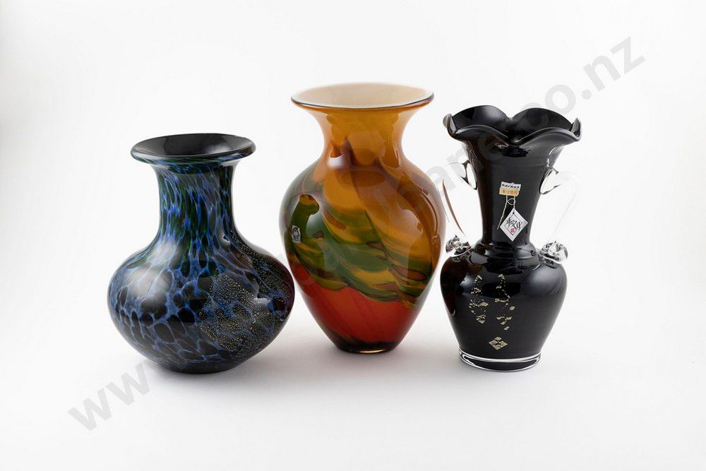 Japanese Art Glass Vases with Original Labels Zother Oriental