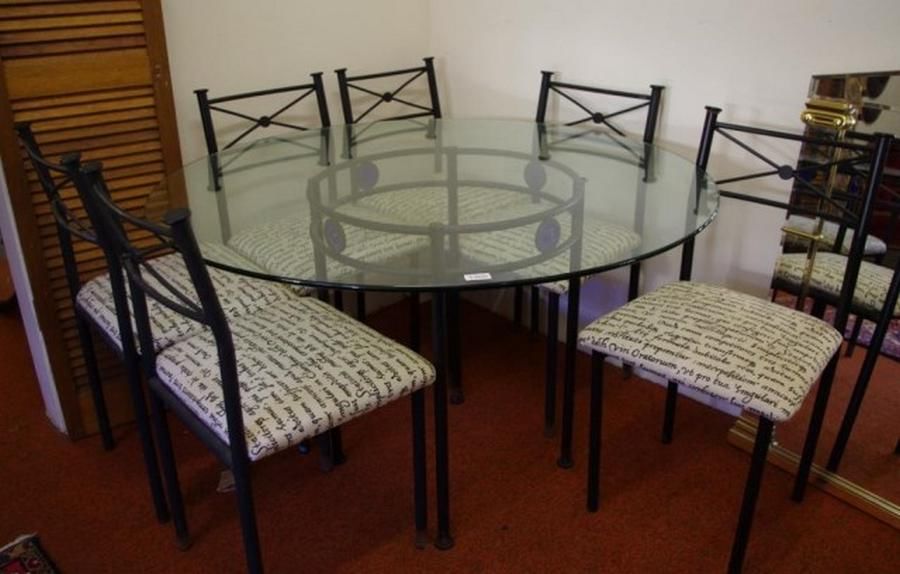 glass kitchen table with 6 chair