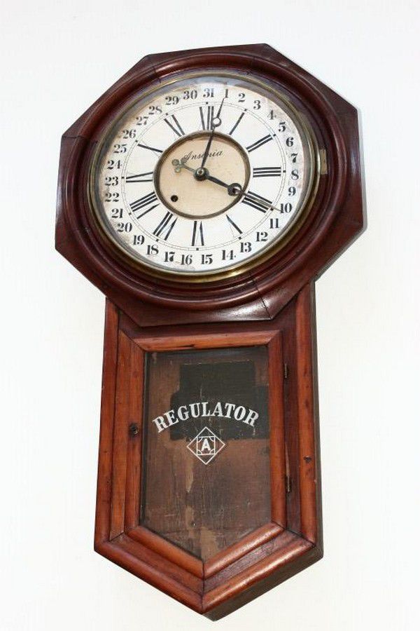 Ansonia Regulator Wall Clock With Exposed Pendulum Clocks Wall Horology Clocks And Watches