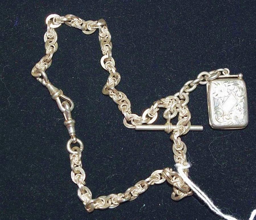 Antique Silver Locket Chain with T-Bar - Pendants/Lockets - Jewellery