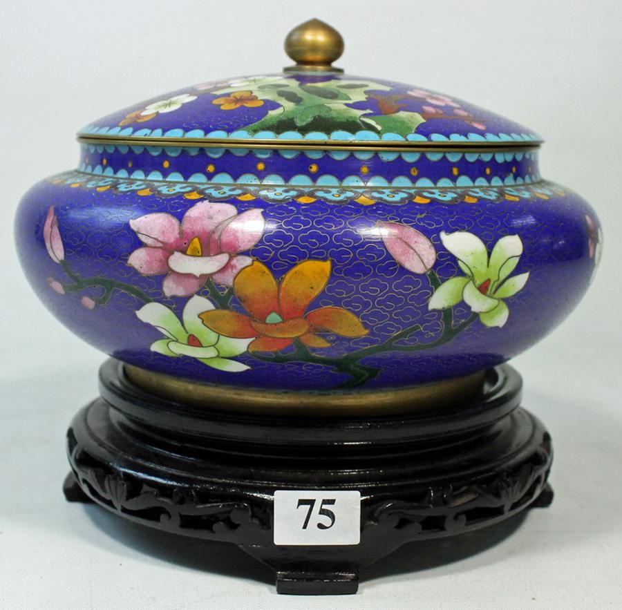 Chinese Cloisonne Bowl with Birds and Flowers - Cloisonne - Oriental