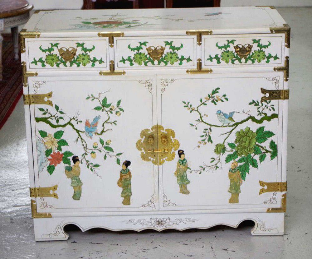 Chinese Raised Decor Storage Furniture Oriental