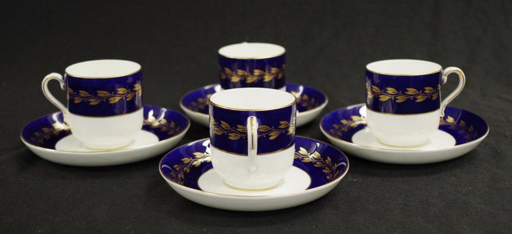 Mintons Tiffany Coffee Cups & Saucers with Gilt Decoration - Minton