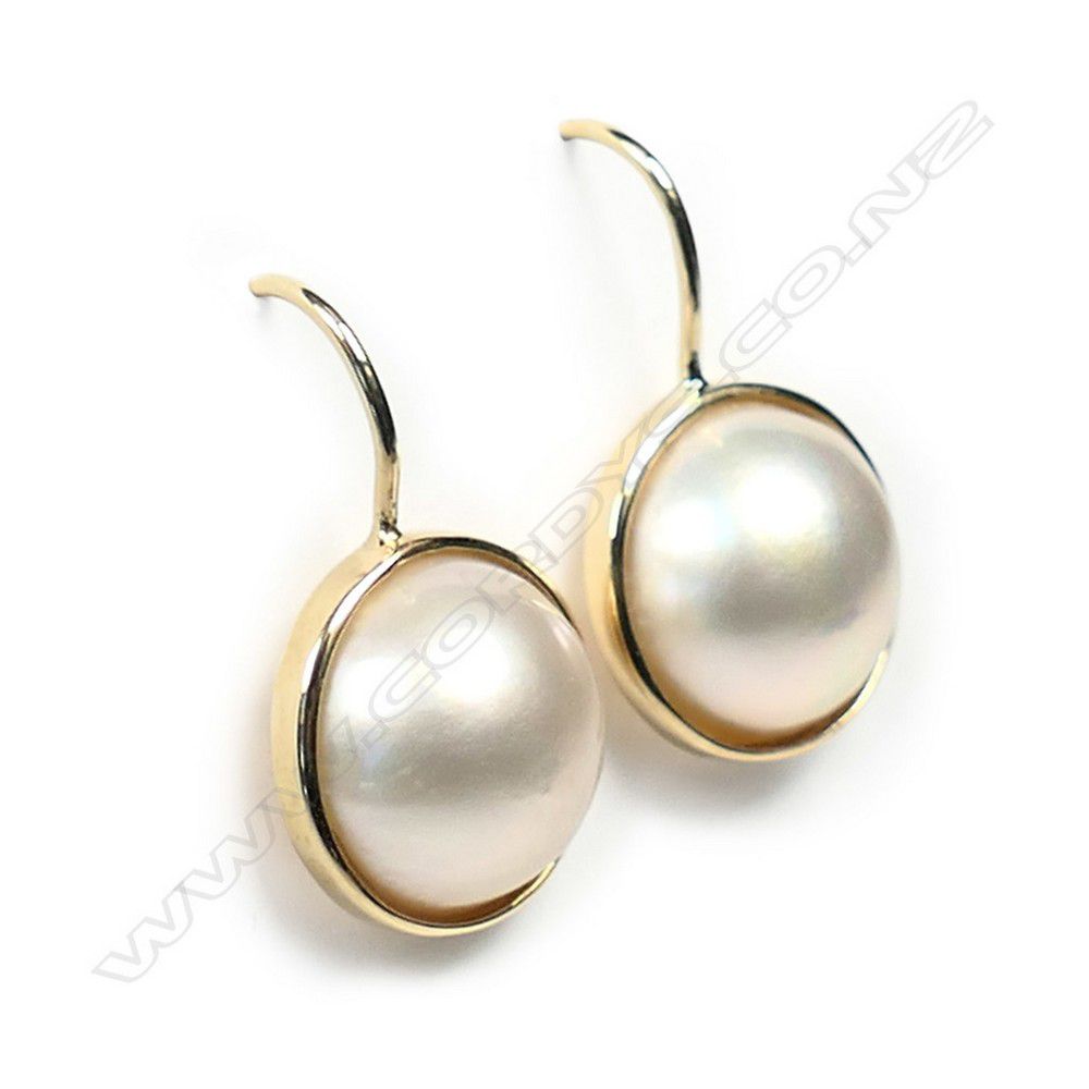 Retro 14ct Gold Mabe Pearl Earrings Earrings Jewellery