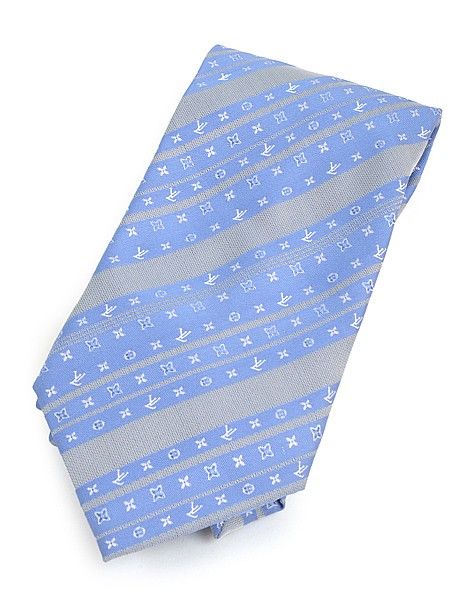 Louis Vuitton Louis Vuitton Blue Diamond Monogram Silk Mens Tie
