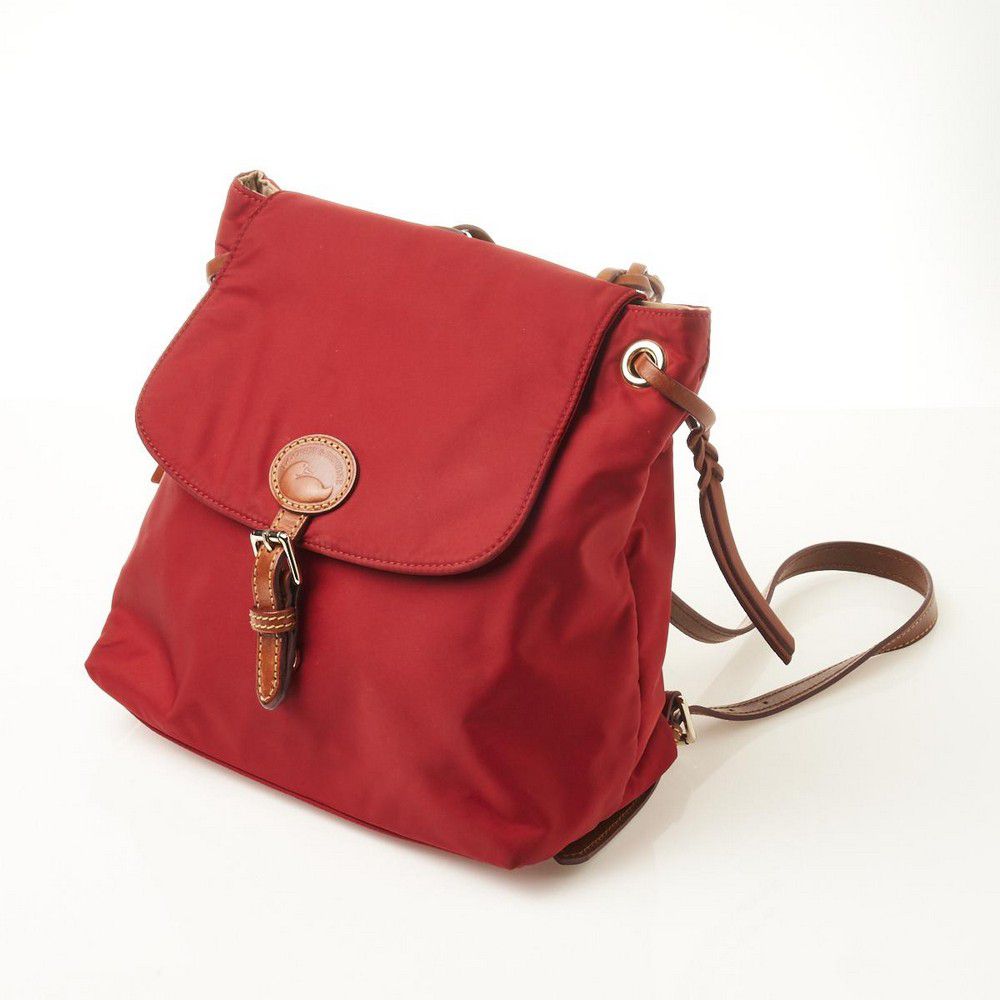 Red Nylon Backpack with Leather Trim and Gold Hardware - Handbags ...