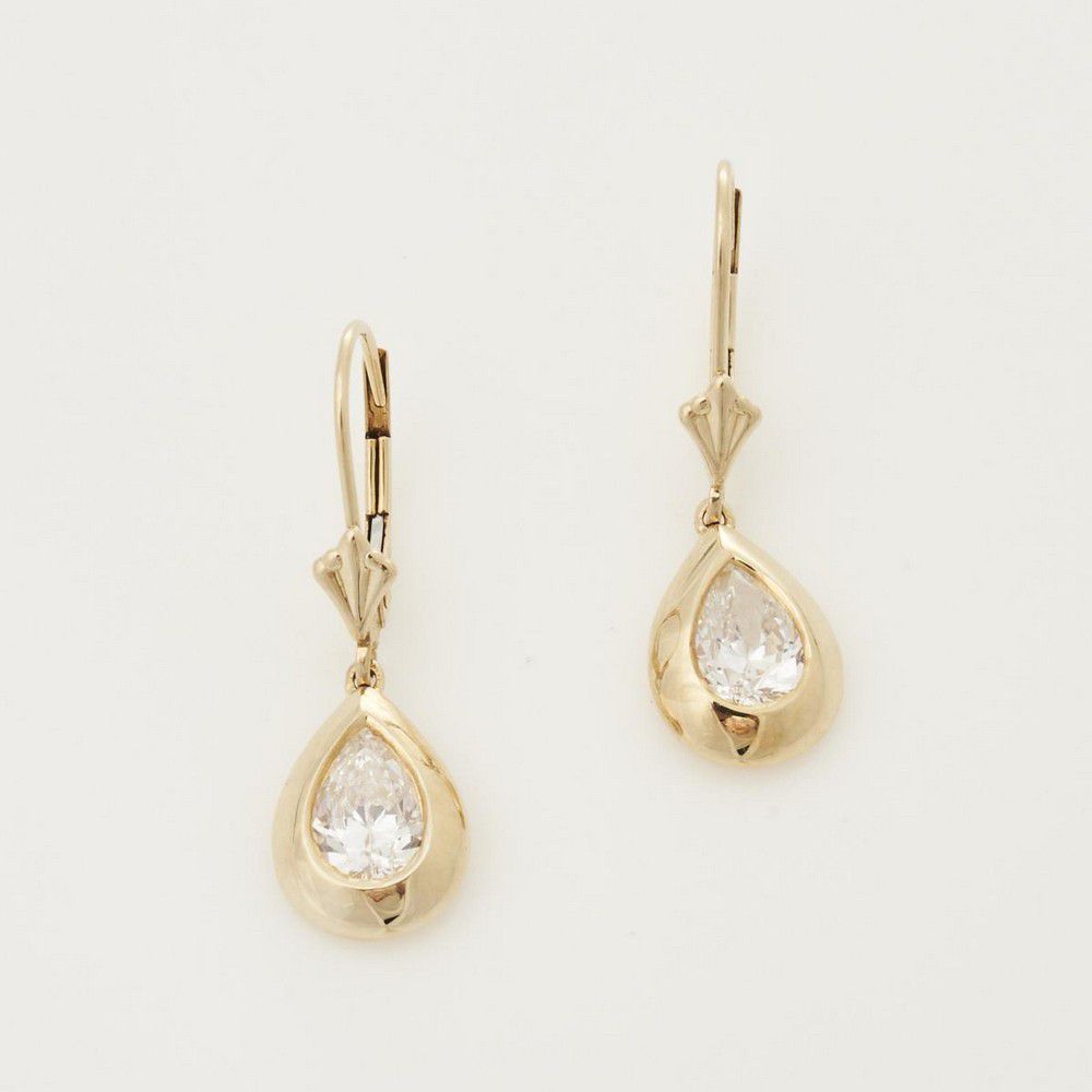 Teardrop Crystal Earrings in 14ct Yellow Gold - Earrings - Jewellery