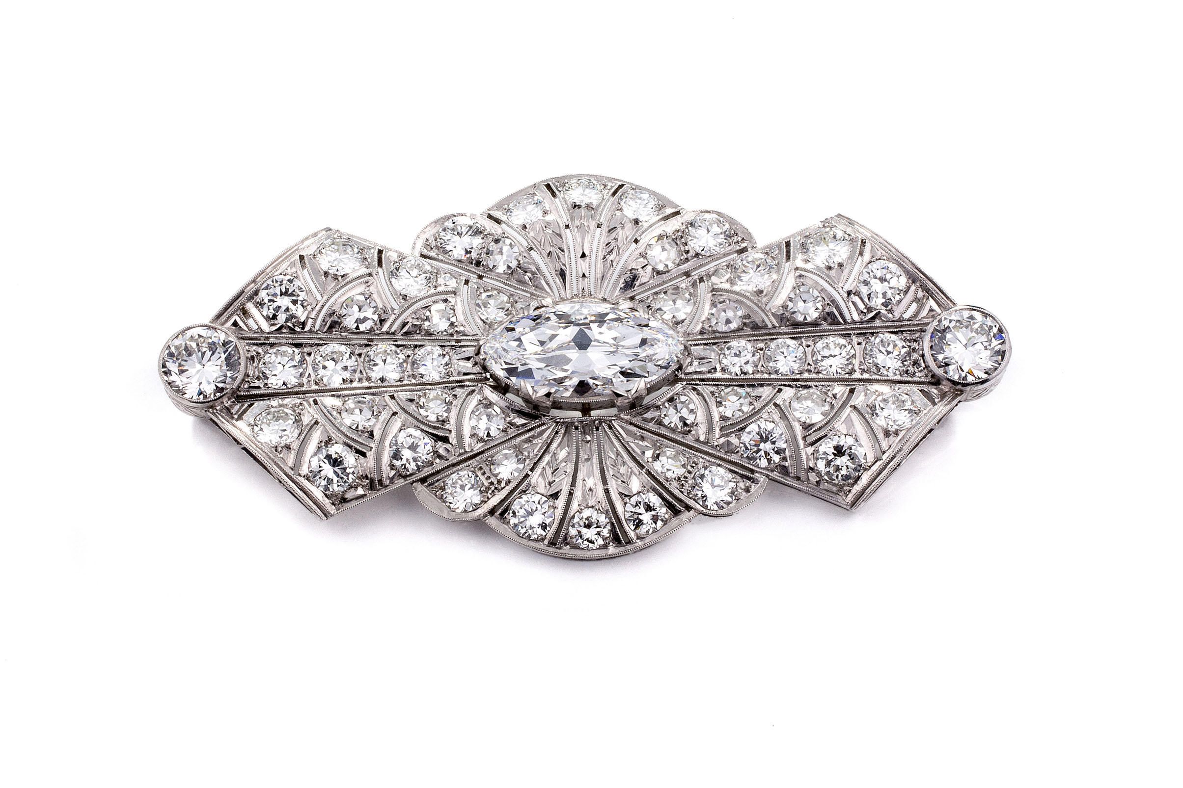 Marquise Diamond Bow Brooch with 9 Carats of Diamonds - Brooches ...
