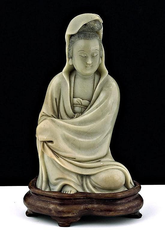Qing Dynasty Soapstone Guanyin Figure - Zother - Oriental