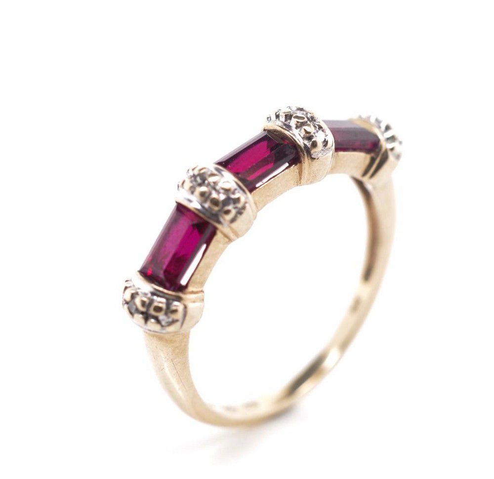 Created ruby and diamond set 9ct gold ring marked 375. Approx… - Rings