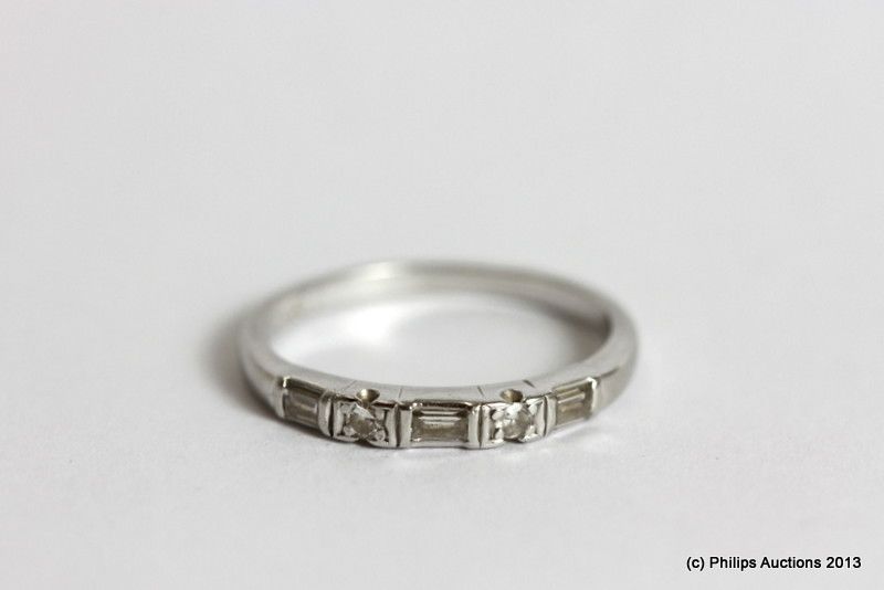 Platinum Baguette Diamond Half Hoop Ring - Rings - Jewellery