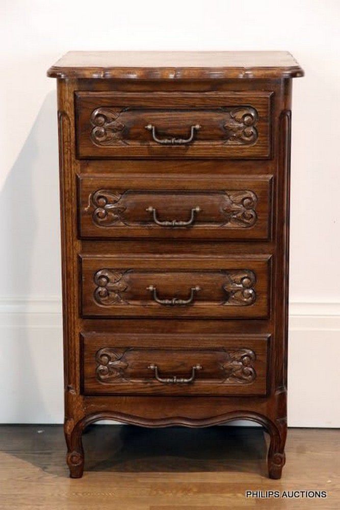 Regence Style Oak Chiffoniere with Carved Vegetal Details - Cabinets ...