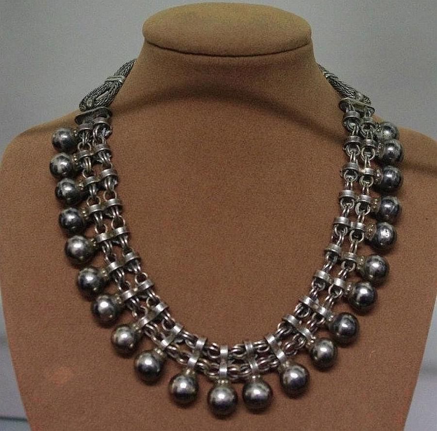 100g Oriental Silver Collar with Chain and Balls - Necklace/Chain ...