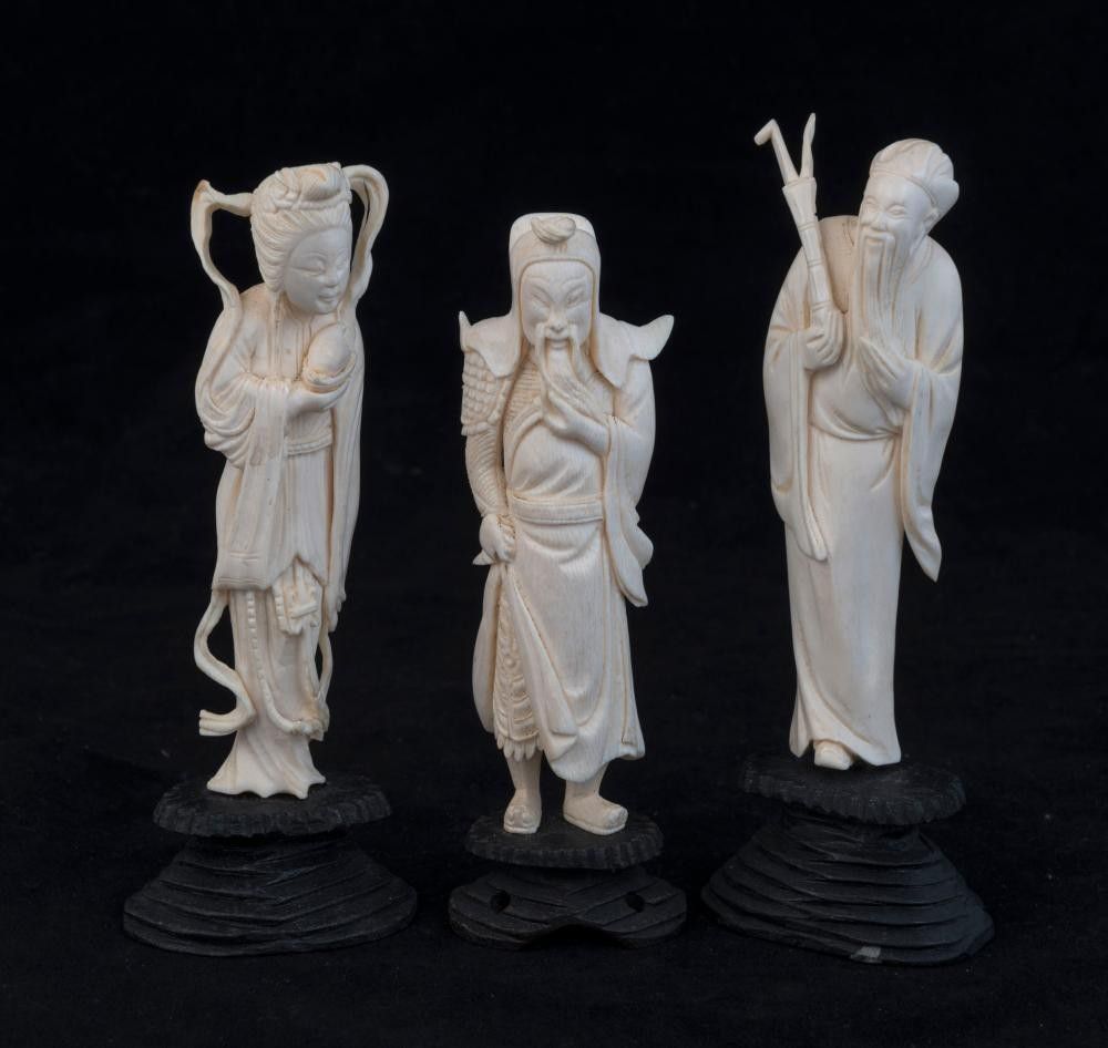 Carved Chinese Ivory Statues, 20th Century Ivory Oriental