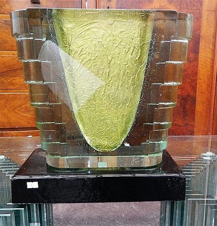 John Lewis Gold Leaf Cast Glass Vase United States Glass