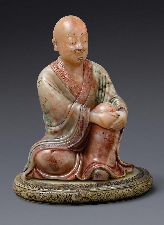 Qing Dynasty Soapstone Luohan Figure with Stand - Zother - Oriental