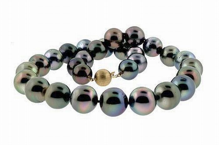 Fine Quality Tahitian Pearl Necklace with Gold Clasp - Necklace/Chain ...