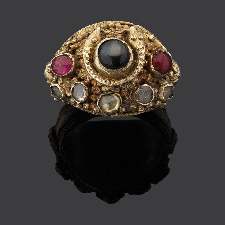 Balinese Snake Ring with Gold and MultiStones Rings Jewellery