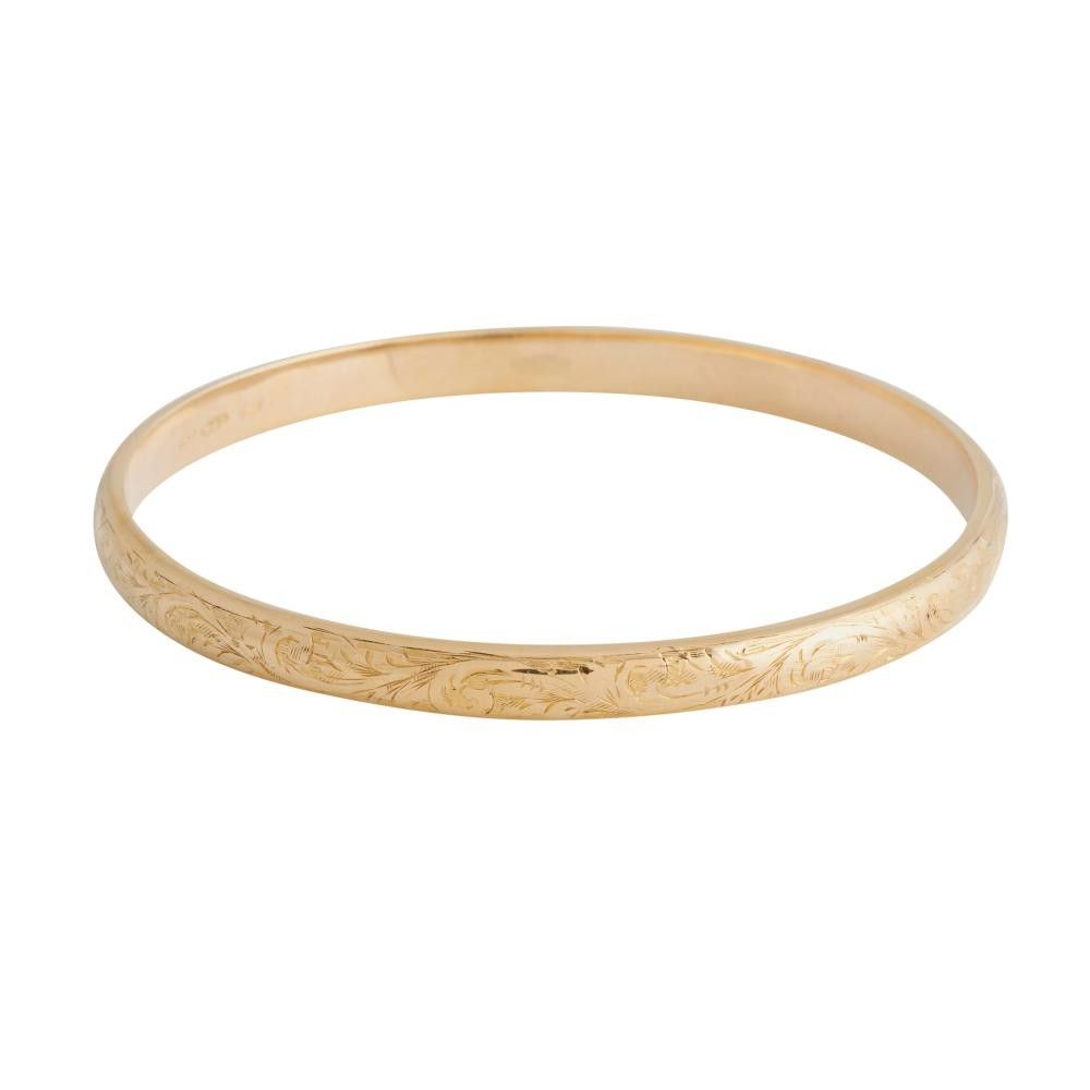 thumbnail image 2 of Personalised 9ct Gold Baby Bangle With Flower & Heart Pattern - Dolce Valentina 2 of 3
