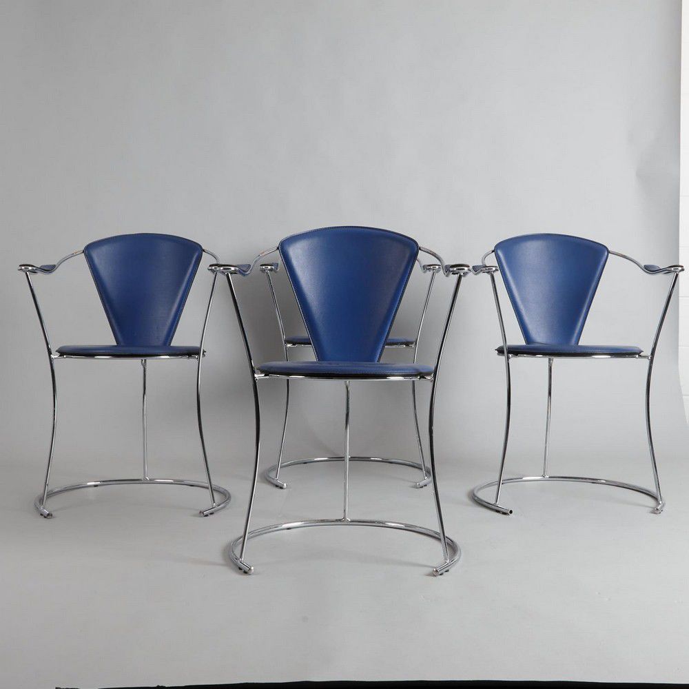 Aarben Italia Editor's Chairs in Cobalt Blue Leather - European ...