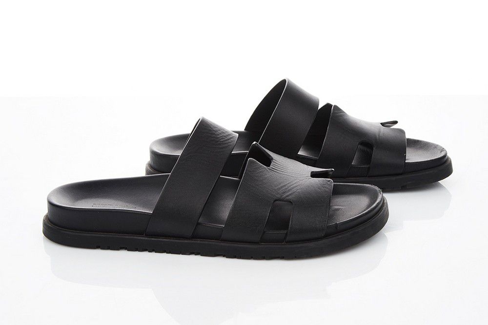 Hermes Black Leather Chypre Sandals, Size 39 - Footwear - Costume ...